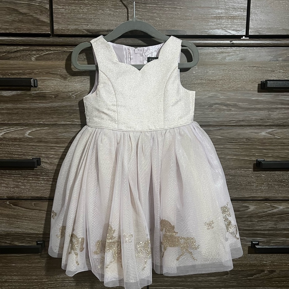 Purple and Gold Sleeveless Girls Dress - 2T